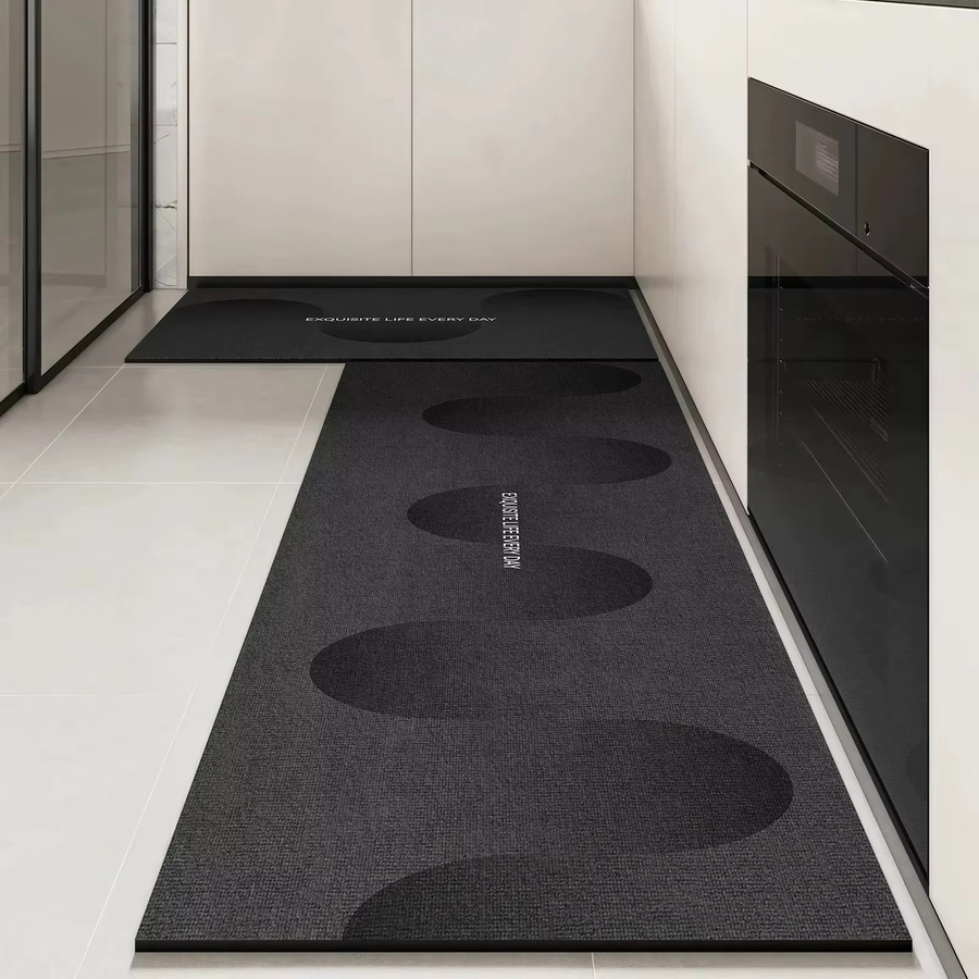 VIKAMA Küchenteppich aus Diatomit, grau, rechteckig, wasserabsorbierend, schmutzabweisend und rutschfest, B: 60 cm, T: 40 cm - Bild 1