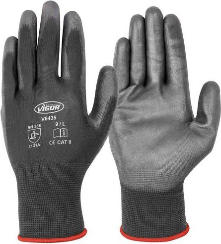 Vigour Arbeitshandschuhe V6435 mit Latexbeschichtung in Schwarz und Grau, Größe L - Bild 1