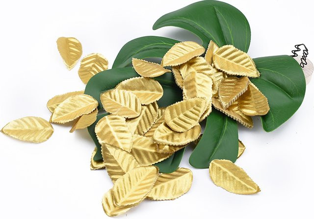 TTCY Künstliche Seidenrosen und Goldblätter für DIY Dekorationen, Hochzeit und Weihnachten, Farbe: Gold - Bild 1