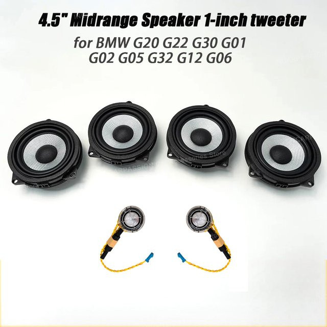 Auto-Lautsprecher-Set für BMW G20 G22 G30 G01 G02 G05 G32 G12 G06 mit Mitteltoner, Subwoofer und Hochtöner in Schwarz - Bild 1