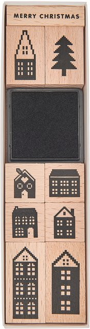 Rico Design Paper Poetry Stempelset Häuser in Schwarz aus Holz - Bild 1