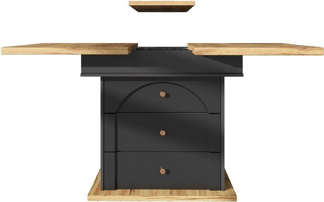okwish Esstisch aus Metall und MDF, klappbar und ausziehbar für 4-6 Personen, Schwarz, B: 140 cm, T: 80 cm, H: 75 cm - Bild 1