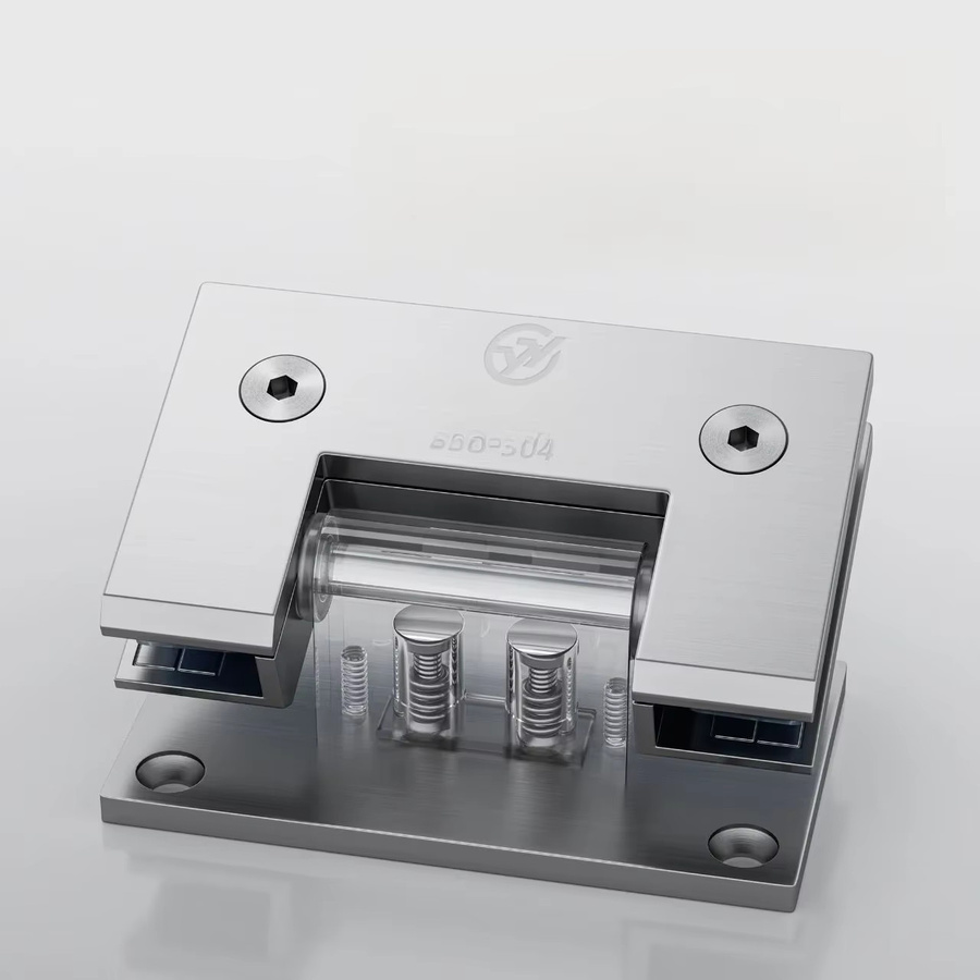 BONJEAN Glastürscharnier aus Edelstahl 304 mit hydraulischer Dämpfung, rahmenloses Badezimmer-Glasscharnier in Silber gebürstet, GL-9988 - Bild 1