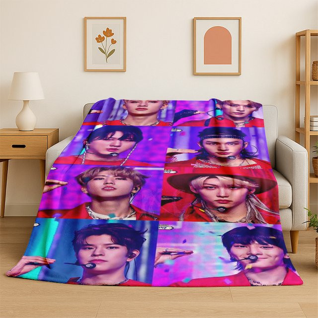 MINISO Stray Kids Kpop Flanelldecke, weiche und warme Überwurfdecke aus Polyester in Multicolour - Bild 1