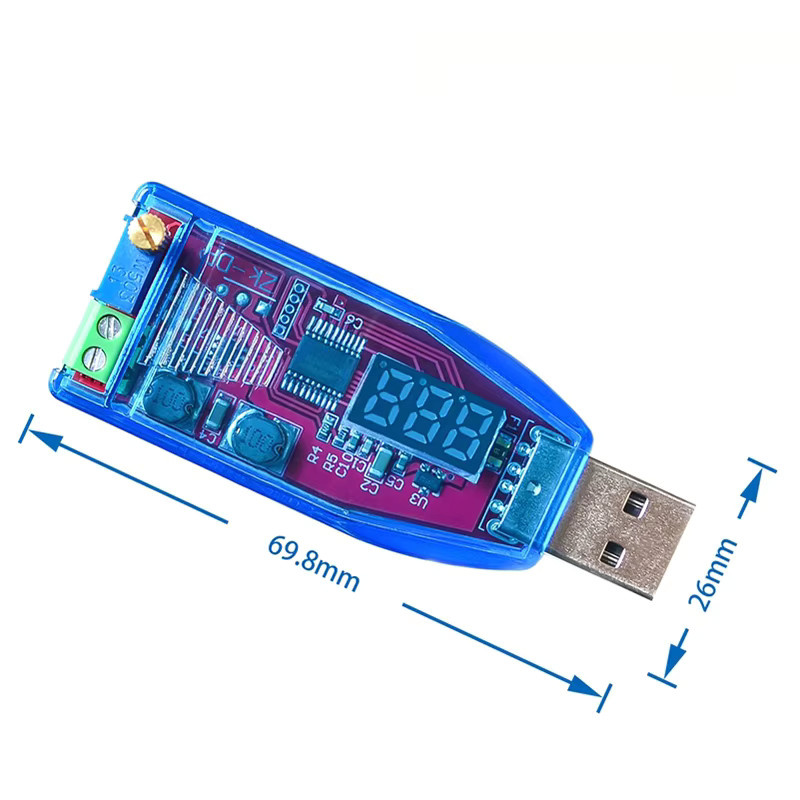 USB DC-DC Step Up/Down Wandler 5V zu 1-24V einstellbares Spannungsregler Modul mit Potentiometer in Rot und Blau - Bild 3