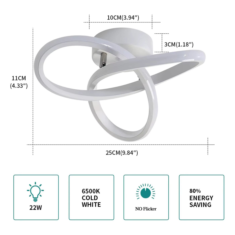 Moderne LED-Deckenleuchte in Weiß mit Ring-Design und kaltweißem Licht (6500 K) - Bild 2