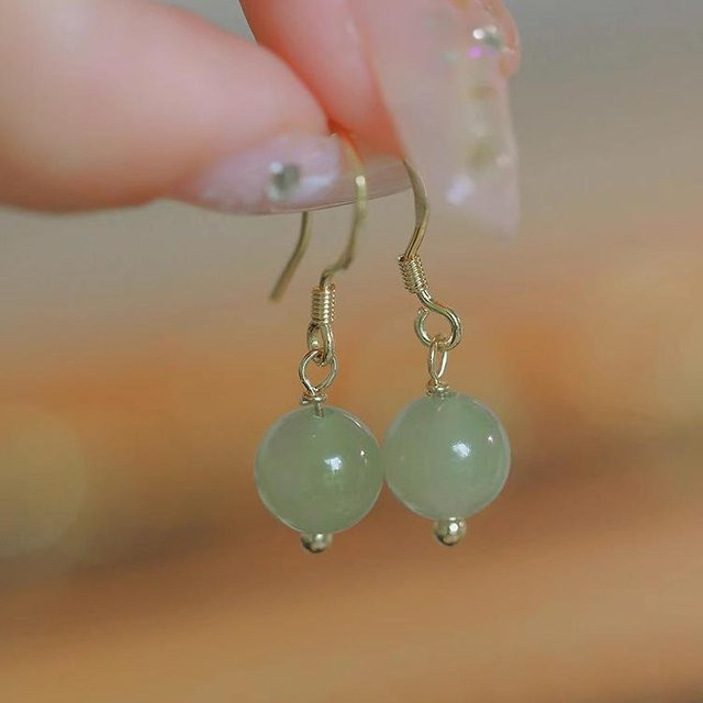 Creolen 925 Silber, Jade, Damen - Bild 1