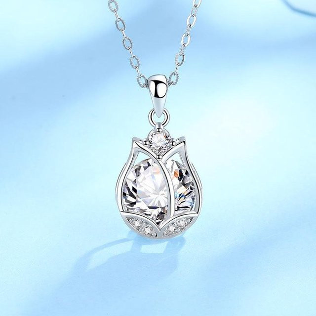 Lucky Star Jewelry Tulpenhalskette, 999 Silber, Roségold, Zirkonia, Kristall, Damen - Bild 1