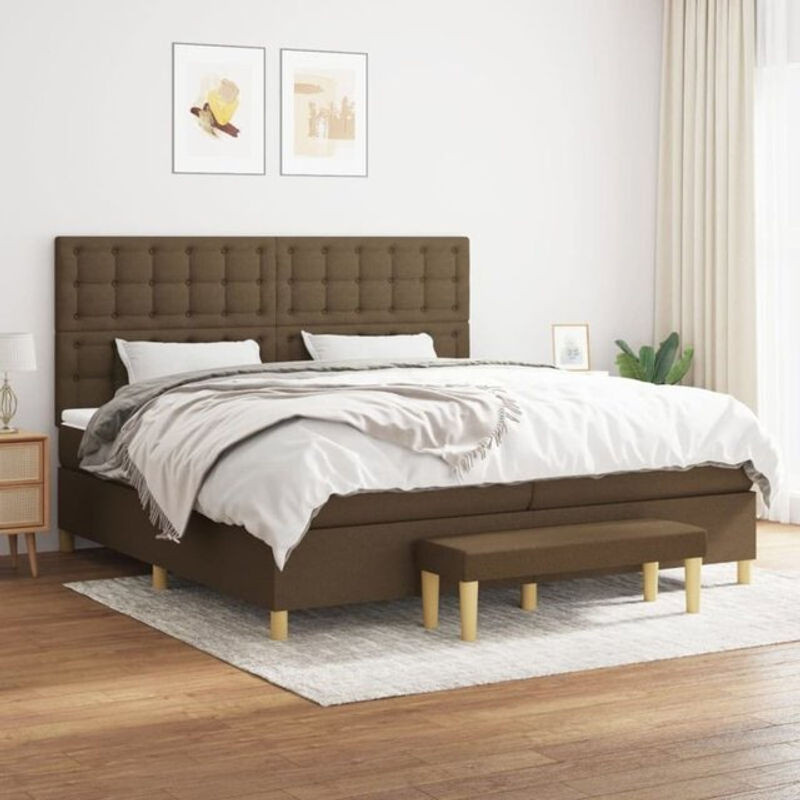 Vidaxl Boxspringbett mit Matratze in Braun aus Stoff und Holzwerkstoff, B/T/H: 200 x 200 x 118 cm - Bild 1