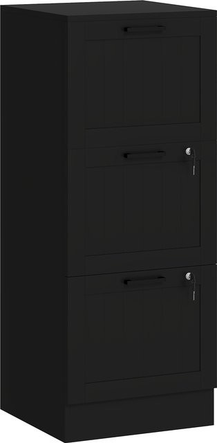 HOMCOM Schubladenschrank mit 3 Schubladen und 2 Schlössern für A4/Letter, Schwarz, B/T/H: 40 x 40 x 101 cm - Bild 1