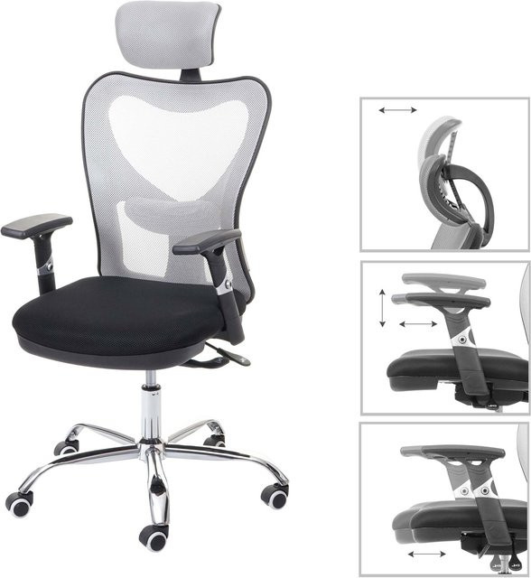 Bürostuhl MCW-F13 Drehstuhl mit Sliding-Funktion und Armlehnen, Schwarz/Grau - Bild 1
