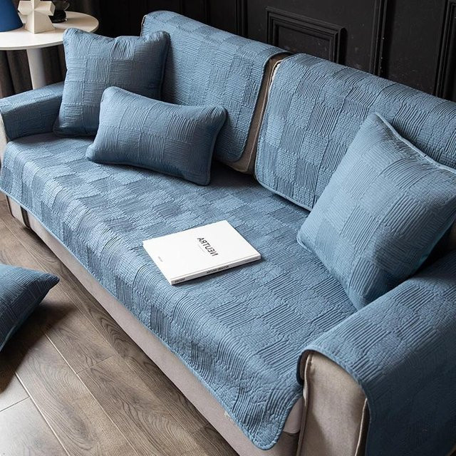 Super Six Sofamatte im Block-Design, rutschfest, blau, 70 x 70 cm - Bild 1