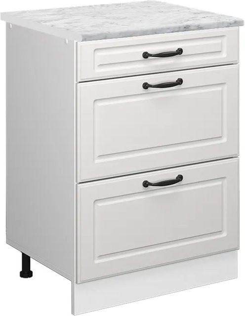 Vicco R-Line Schubladenschrank für die Küche in Weiß im Landhausstil mit Marmor-Optik, Breite: 60 cm - Bild 1