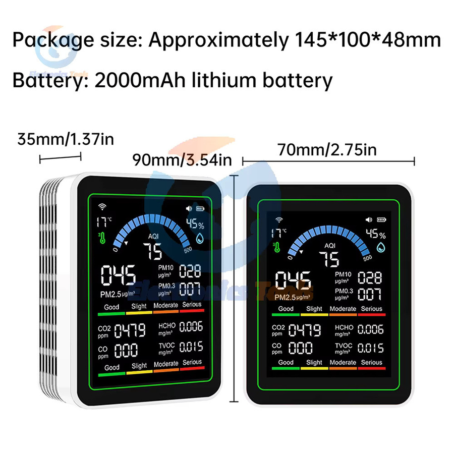 Gaqqee Tuya WiFi 10-in-1 Luftqualitätsmonitor in Weiß mit CO2-Messung, PM2,5, PM10, Formaldehyd sowie Temperatur- und Feuchtigkeitsanzeige - Bild 6