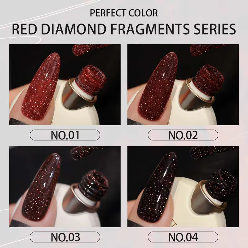PERFEKTE FARBE Glitzer-Nagellack, Dunkelrot, 12 ml - Bild 4