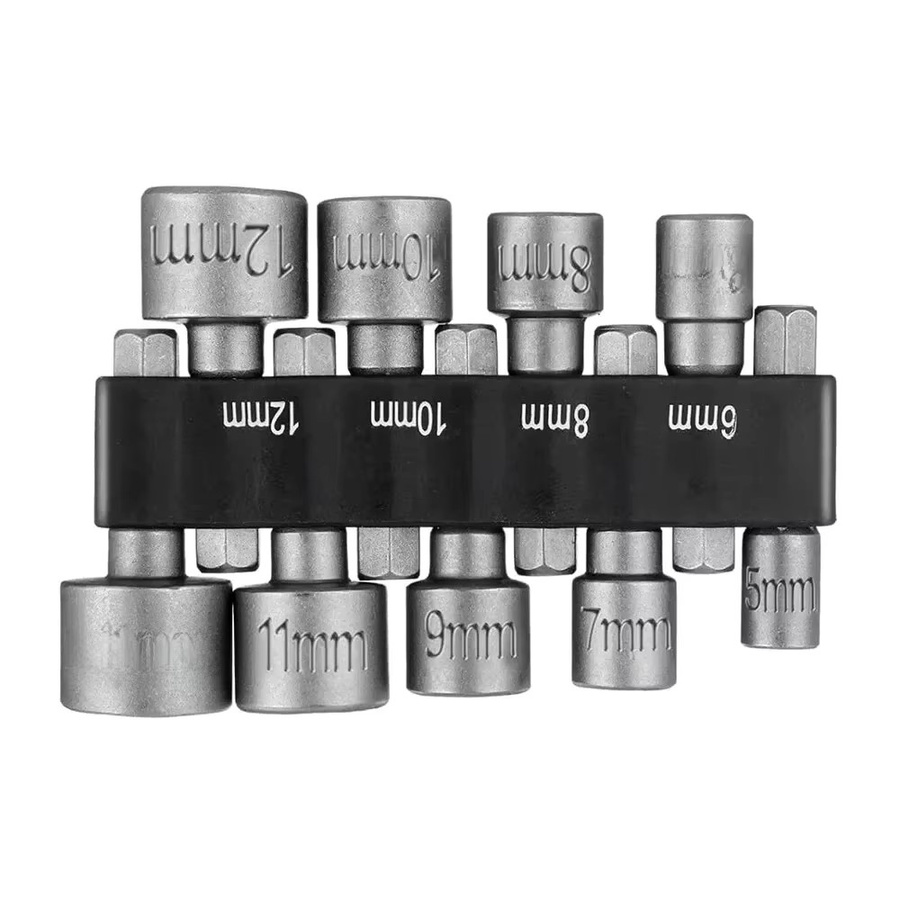 ASDTODW 9-teiliges Steckschlüssel Set mit Hex-Schaft für Schlagschrauber, Metrisch, 1/4 Zoll Aufnahme - Bild 6