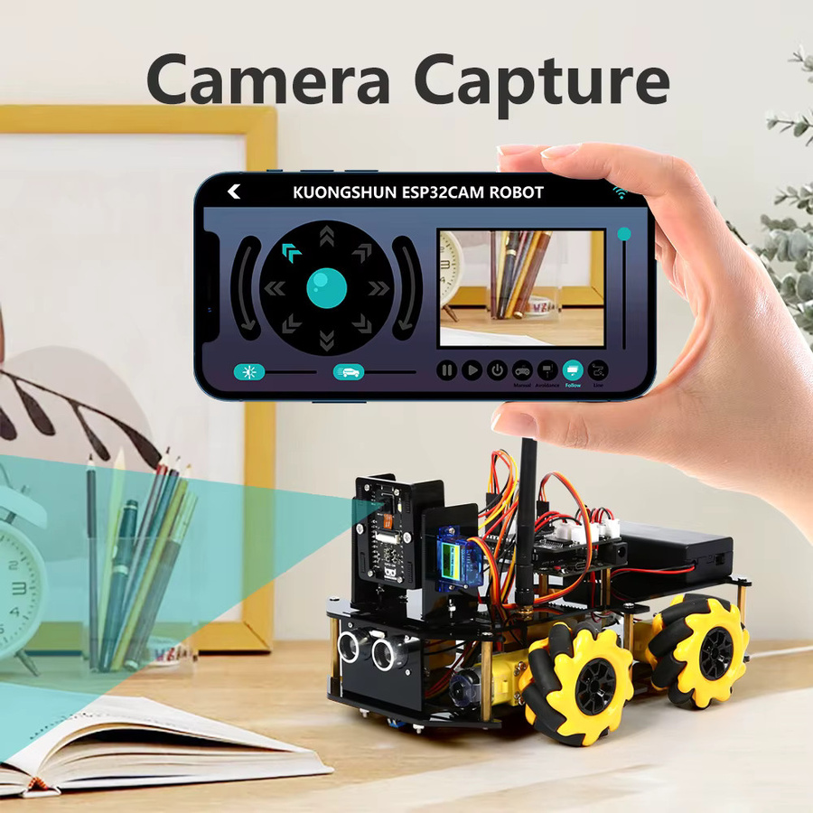 KUONGSHUN ESP32 Cam 328P Roboter Kit mit Kamera und Wi-Fi/Bluetooth für Arduino Open Source Development Board Robotics Starter Kit - Bild 4