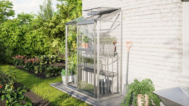 Vitavia Anlehn-Gewächshaus Ida 900 aus Aluminium eloxiert mit ESG-Sicherheitsglas, B/T/H: 130,6 x 182,3 x 68,8 cm - Bild 2