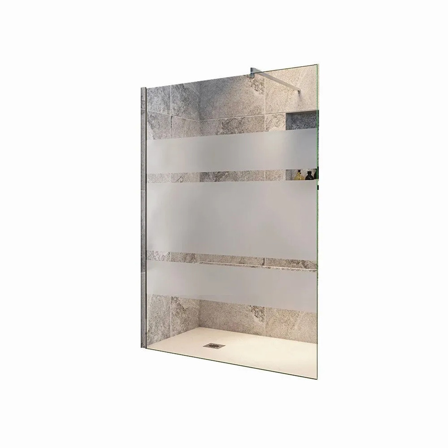 Duschparadies Walk-in Duschabtrennung aus 6mm Nano Glas mit teilsatinierter Seitenwand und verchromter Stabilisierungsstange, B: 110 cm, H: 190 cm - Bild 2