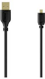 Hama USB 2.0 Kabel mit USB-A und Micro-USB Stecker in Schwarz, Länge: 0,75 m - Bild 1