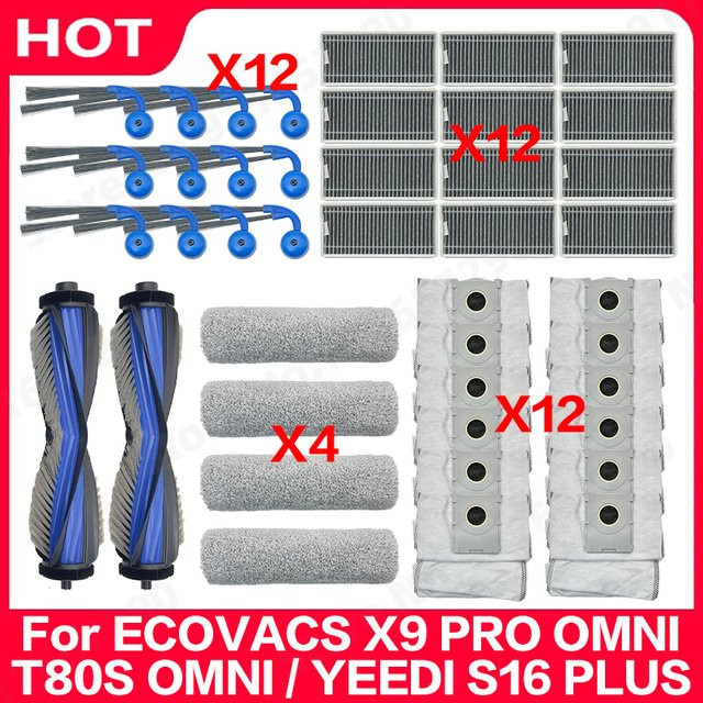 Ecovacs Zubehör-Set für X9 PRO OMNI T80S OMNI und YEEDI S16 PLUS mit Hauptbürste Seitenbürste Rollenmopp und Staubbeuteln in Multicolour - Bild 1