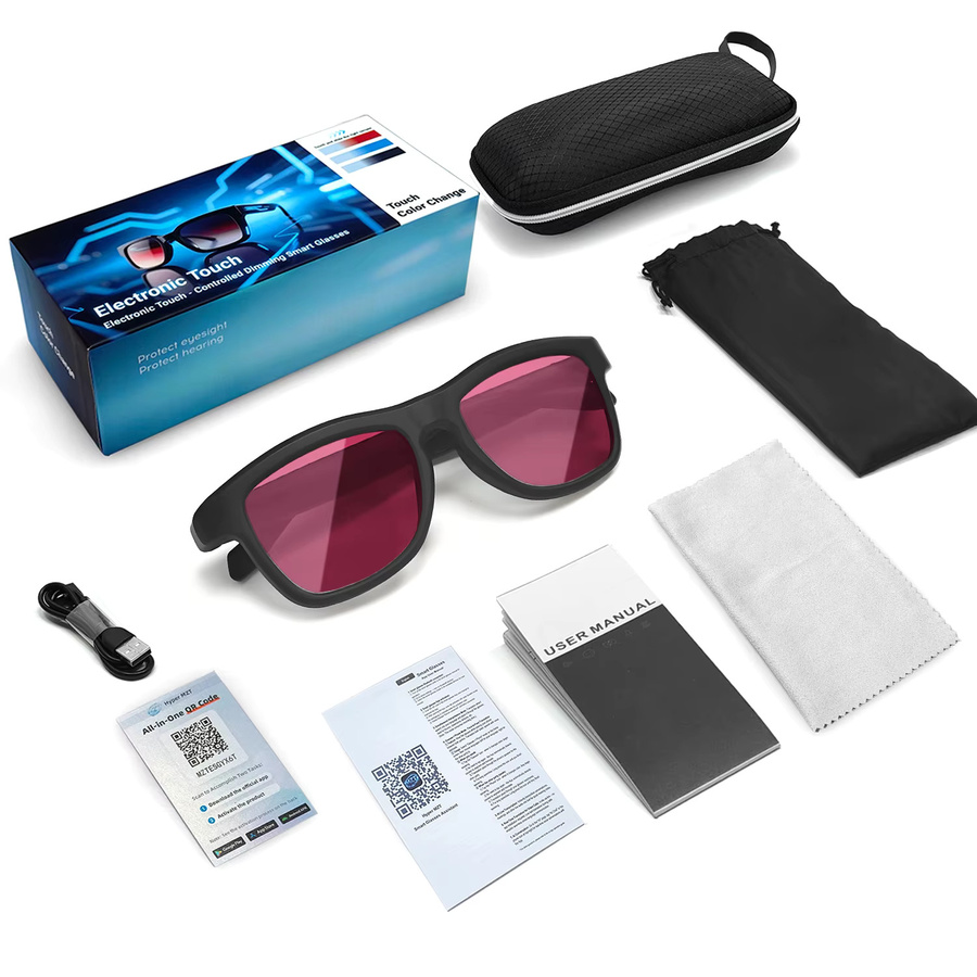 SEVENT PEOPLE Intelligente Elektrochrome Sonnenbrille mit Bluetooth, KI-Übersetzungsfunktion, Anrufoption und Musikplayer in Schwarz - Bild 5