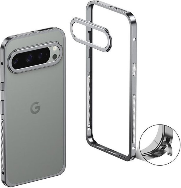Stoßfeste Google Pixel 10 Pro XL Hülle mit Metallrahmen und abnehmbarem Kamera-Schutz in Transparent - Bild 1