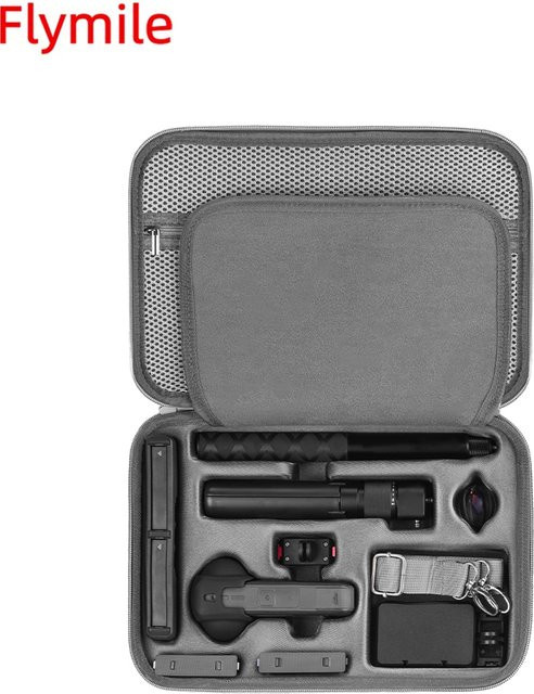 Flymile Tragetasche für Insta360 X5 Kamera-Organizer, graue PU-Hülle als kratzfeste Reisetasche und Schutzzubehör - Bild 1