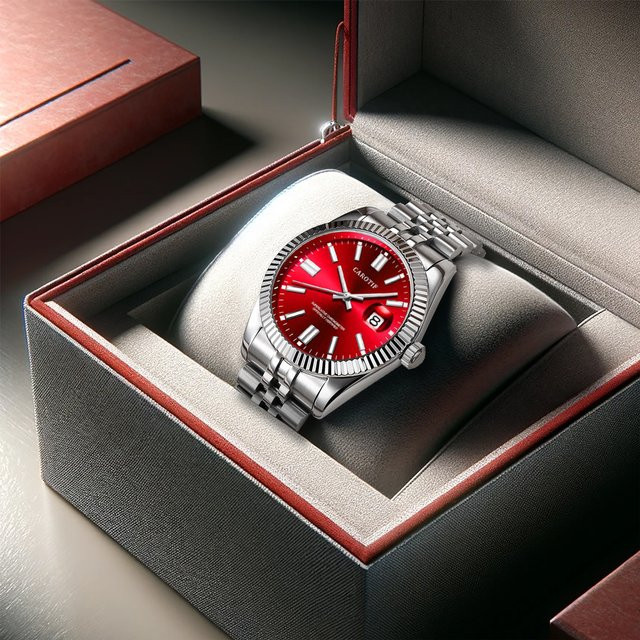 CAROTIF Armbanduhr Edelstahl, Analoguhr, Rot, Damen - Bild 1