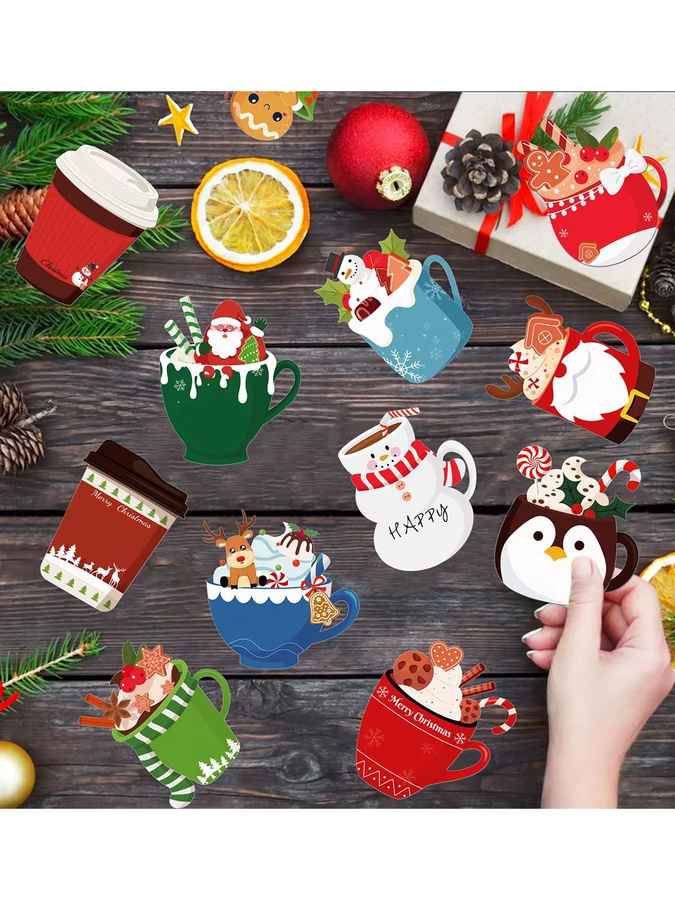 12/24-teiliges Set selbstklebende Notizblöcke mit Weihnachtsmotiv in Mehrfarbig - Bild 6