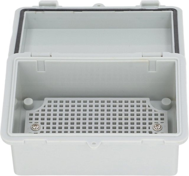 Wasserdichte und staubdichte Elektrikdose mit Klappdeckel aus Kunststoff in Grau - Bild 1
