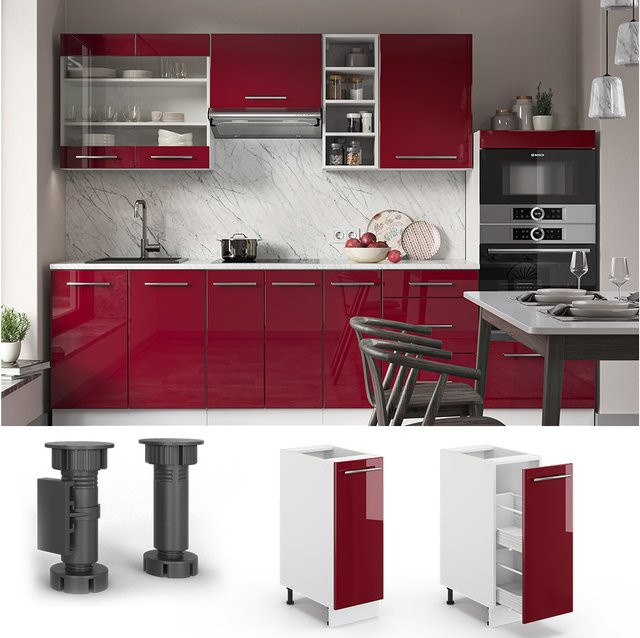 Vicco Apothekerunterschrank Fame-Line Bordeaux Hochglanz/Weiß Breite: 30 cm, Höhe: 82 cm, Tiefe: 51,6 cm - Bild 1