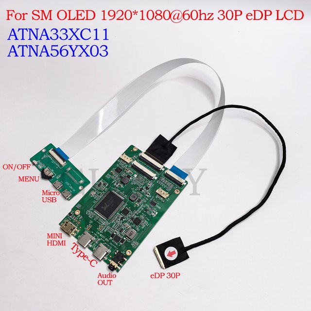 Samsung OLED-Controller-Treiberplatine für Laptop-Bildschirme ATNA33XC01 ATNA56YX03 mit 1920x1080 Auflösung, 30-Pin EDP, Mini HDMI und Type-C Anschluss - Bild 1
