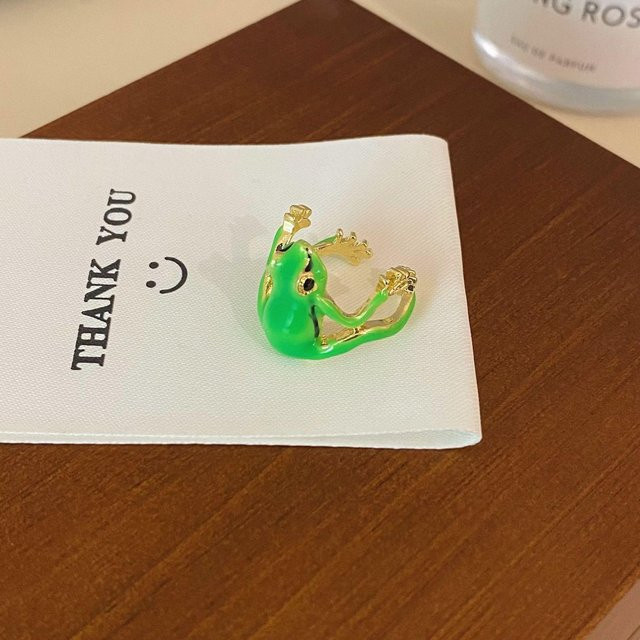 Ring Laubfrosch, Grün, Metall, Unisex, Verstellbar - Bild 1