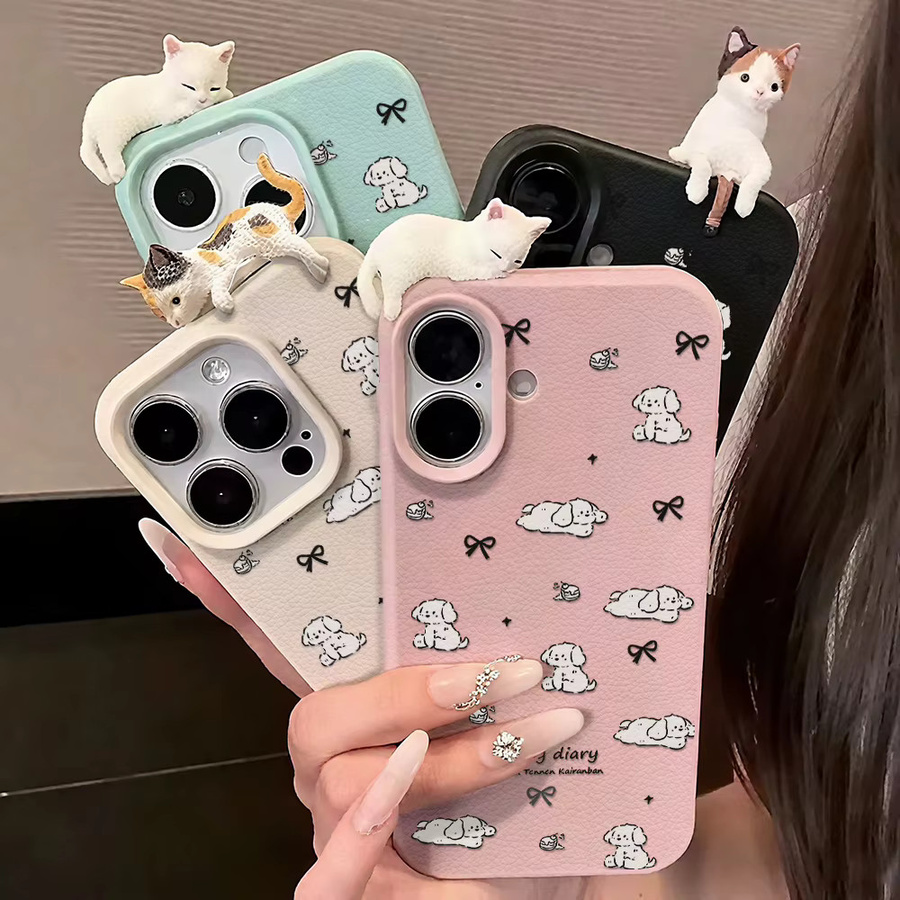 Stoßfeste Handyhülle mit Cartoon Hund und niedlicher 3D-Katze für Apple iPhone 16, 15 und weitere Modelle - Bild 6