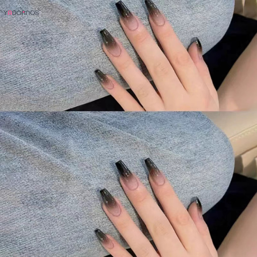YADORNOS Künstliche Nägel Ballerina, Schwarz, Glänzend, 24 Stück, Damen - Bild 3