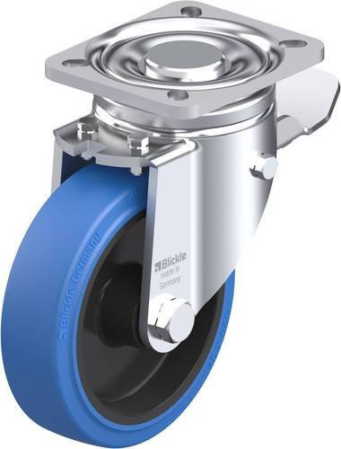 Blickle Lenkrolle LH-POEV 125R-1-ST-SB mit Feststeller in Schwarz und Blau, Rad-Durchmesser: 125 mm, Tragfähigkeit: 250 kg - Bild 1