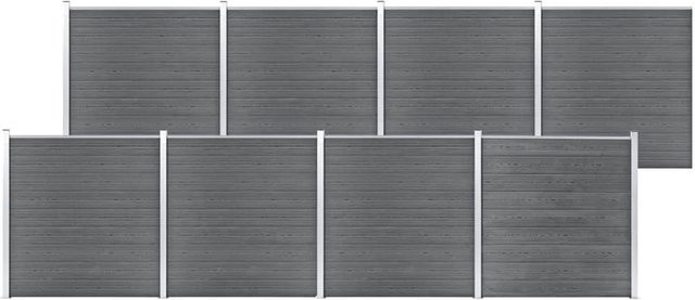 vidaXL Gartenzaun aus WPC und Aluminium in Grau, B/H: 1391 x 186 cm - Bild 1