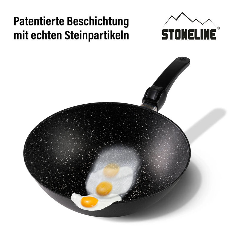 STONELINE Wokpfanne aus Kokillenguss mit abnehmbarem Griff, Durchmesser: 30 cm, Schwarz, Induktion geeignet - Bild 3