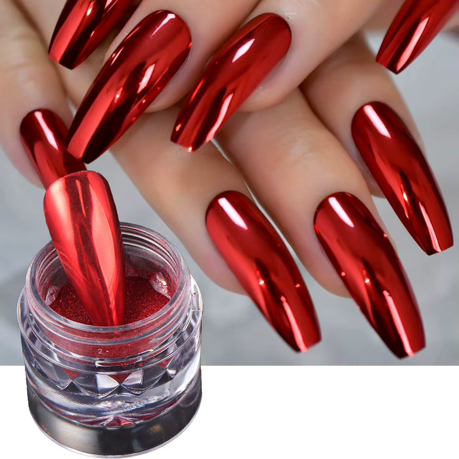 Full Beauty Nagelpulver Red Chrome, Metallic, Nagelart Dekoration - Bild 4