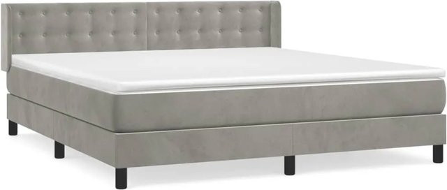 vidaXL Boxspringbett mit Matratze in Hellgrau aus Samt, Hybrid-Design mit Taschenfederkern, B/T/H: 180 x 200 x 78 cm - Bild 1