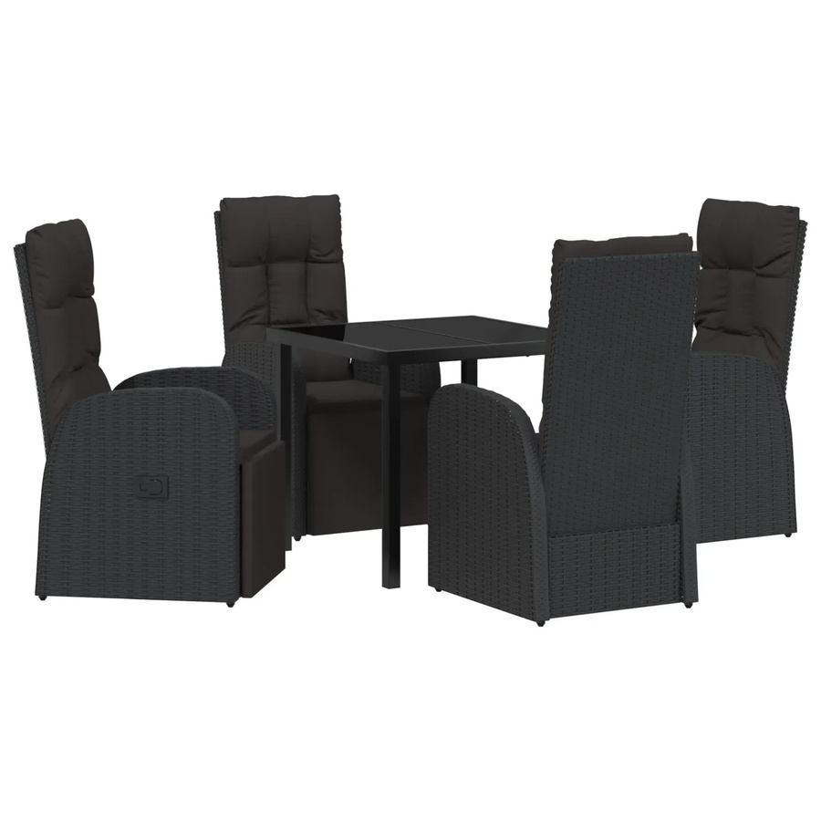 vidaXL Garten Essgruppe 5-teilig aus Poly Rattan und Glas in Schwarz mit Kissen - Bild 2