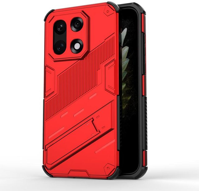 OnePlus 15 Hülle im Punk-Stil mit Vollschutz-Rüstungsabdeckung und Ständerhalterung in Rot - Bild 1