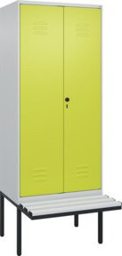 C+P PSA Doppel-Spind Classic PLUS Sitzbank mit 2 Abteilen, B/T/H: 212 cm x 80 cm x 81,5 cm, Kunststoff-Sitzfläche und Sicherheits-Drehriegel - Bild 1