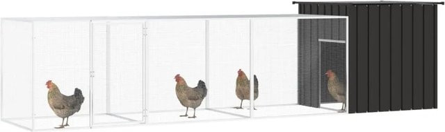 vidaXL Hühnerkäfig aus verzinktem Stahl in Anthrazit, B/T/H: 400 x 91 x 100 cm - Bild 1