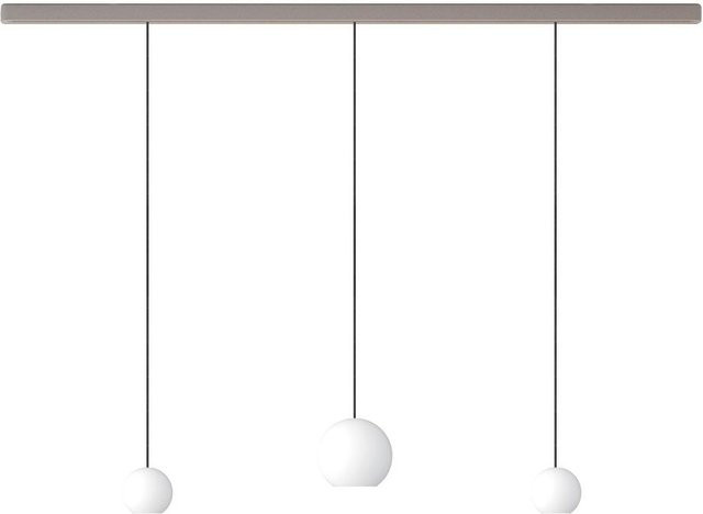 KOMOT KOS Trio SL LED-Pendelleuchte mit Schiene, Nickel matt und Schwarz, mundgeblasenes Opalglas, Tunable White 2200K - 4200K, Länge: 150 cm - Bild 1