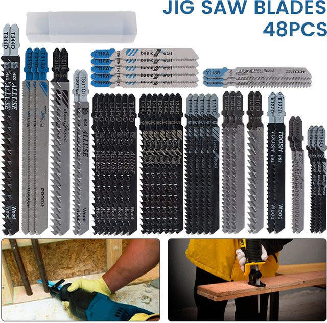 Stichsägeblätter Set HCS T-Welle für Holz, Kunststoff und Metall in Silber, 16 Stück - Bild 1
