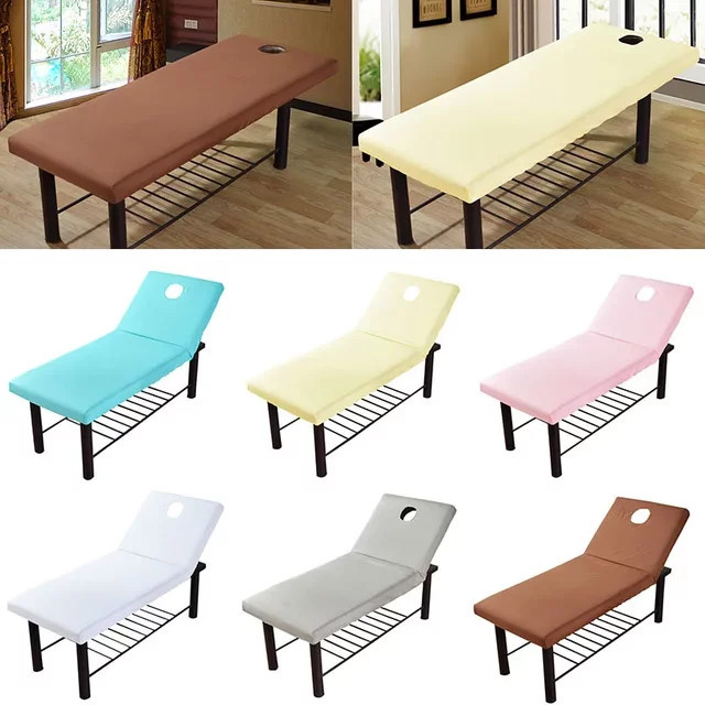 Elastisches Massagebettlaken mit Gesichtsaussparung für Spa und Schönheitssalon, Weiß, ZHENXISHUSHIMOXI - Bild 1