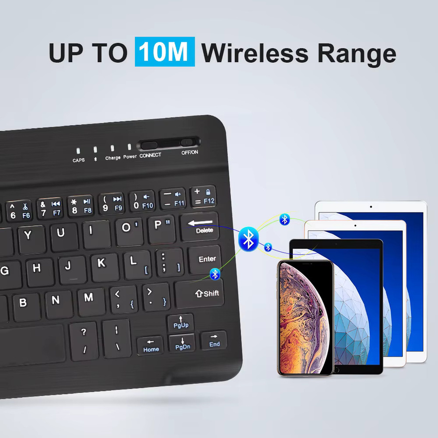Kebidumei Bluetooth Mini-Tastatur in Schwarz für Laptop, Tablet, iPad, Android, iOS und Windows, wiederaufladbar - Bild 3