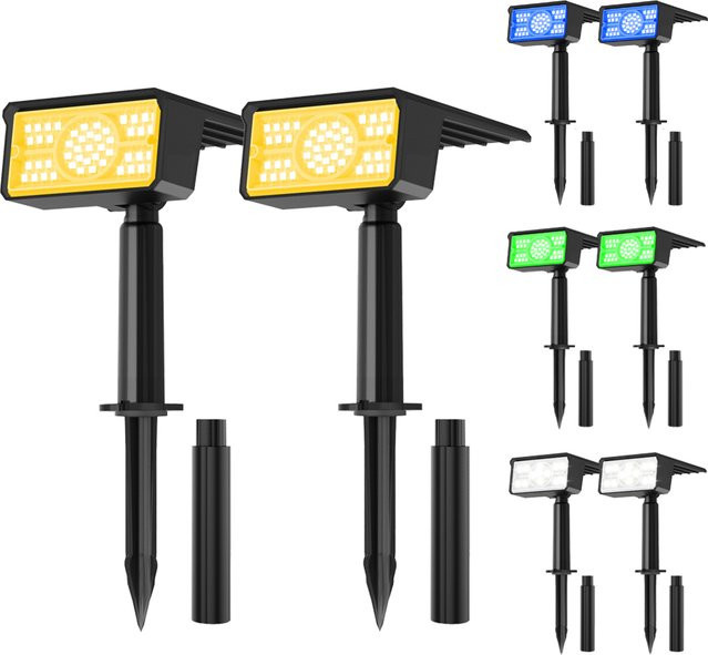 T-SUNRISE Solar LED Wandstrahler IP65 Wasserdicht für Garten und Terrasse, Farbe: Schwarz, RGB Multicolour (Blau, Grün, Weiß) - Bild 1